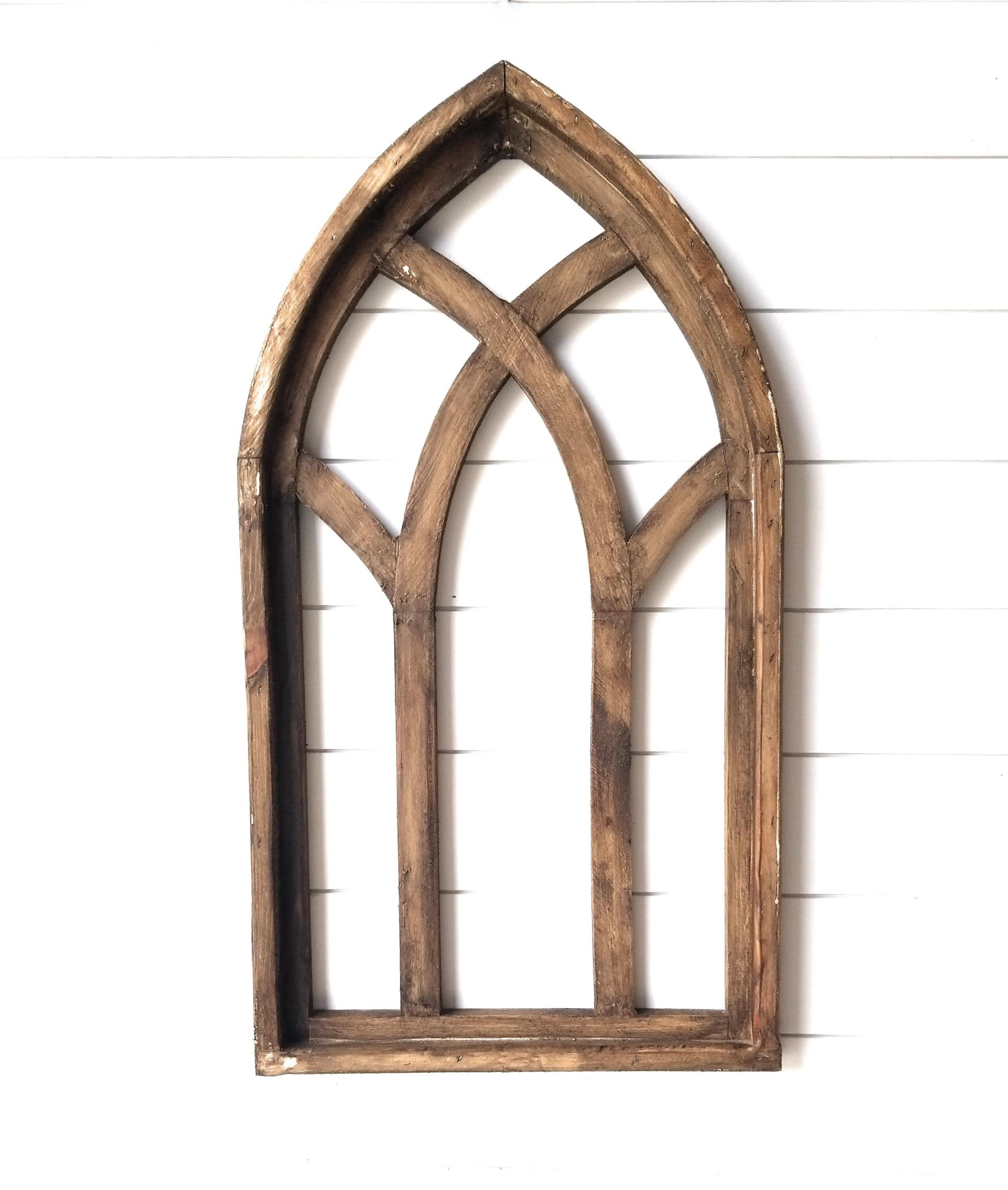 Medium Farmhouse Wood Cathedral Window Arch Rustic Brown- The Farmhouse Cathedral Window Medium - Ranch Junkie Mercantile LLC